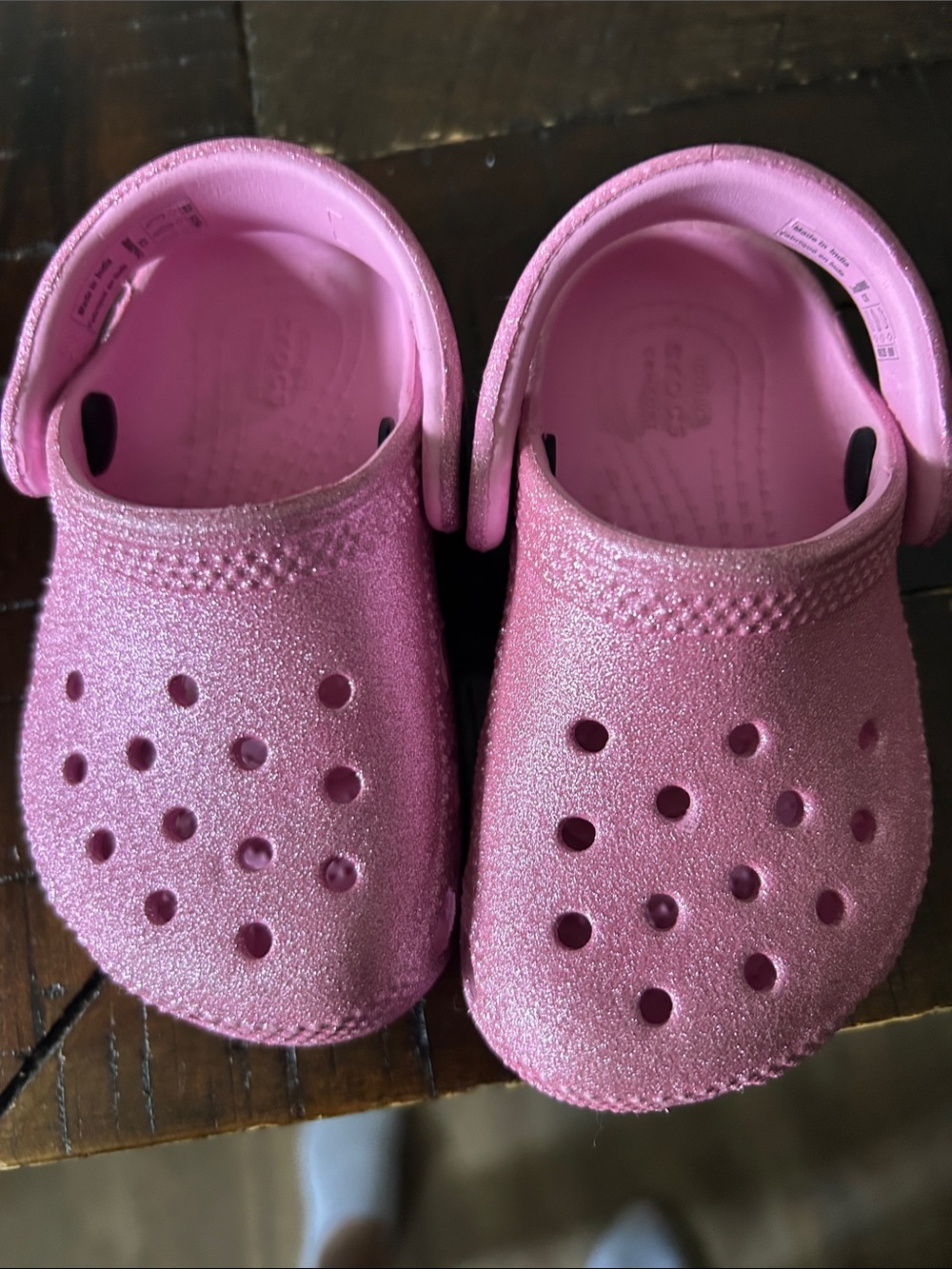 CROCS Kids' Classic Glitter Clog in Sparkling Pink